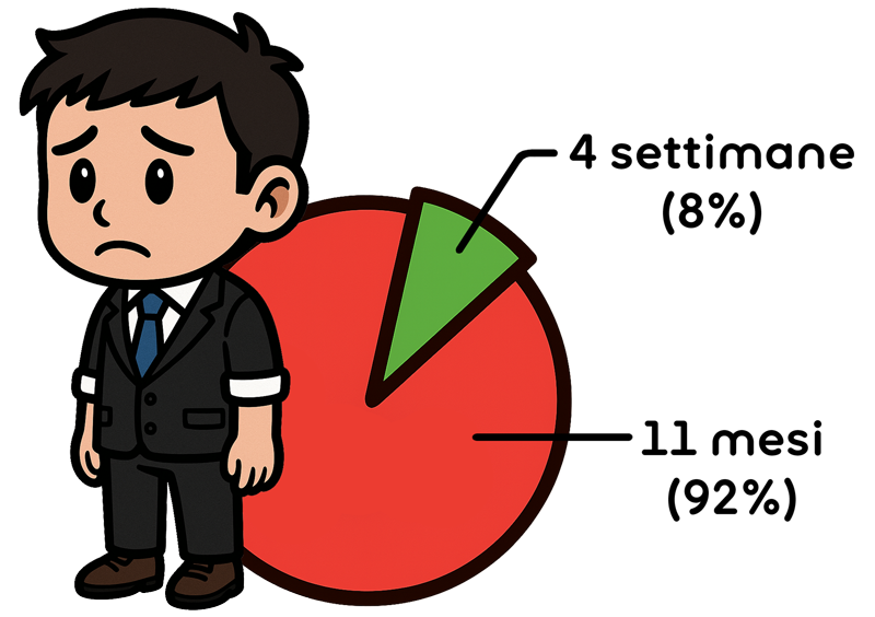 Investitore triste con grafico a torta